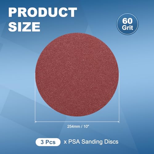 3 Pack 10 Inch PSA Sanding Discs 60 Grit Aluminum Oxide Red - size: 60 grit