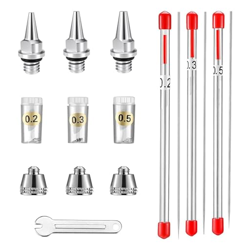 Airbrush Needle Nozzle Kit , 0.2/0.3/0.5mm Replacement Accessories Parts - size: KIT 1