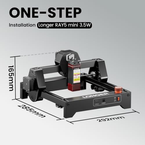 LONGER RAY5 Laser Engraver, 3500mW Compact Precision Engraving Machine - color: Black