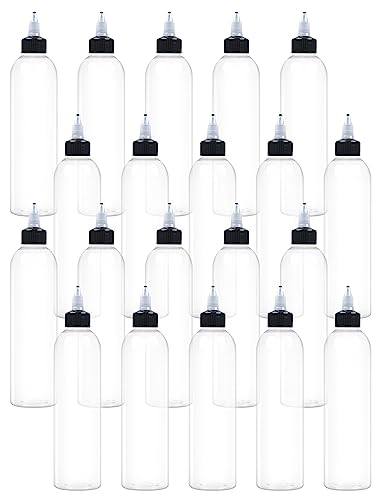 EOSAU 20 Pcs 8oz Clear Plastic Squeeze Bottles for Liquids, Twist Top Cap - color: Clear, size: 8oz 20Pack