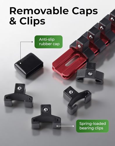 ALOANES 3/8-Inch Drive Heavy Duty Aluminum Alloy Socket Organizer - color: Red, size: 3/8-inch Drive