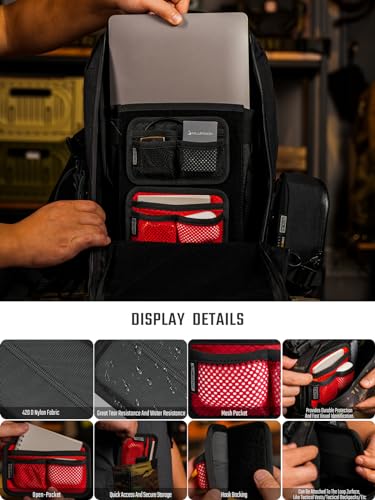 TACTICAL_GEEK TCM3 Mini EDC Organizer Board, Backpack Accessories with Open Pocket & Mesh Pocket, Utility Admin Bag Insert Panel Hook and Loop Modular Organizer for Daily Carry(Red) - color: TCM3-Red