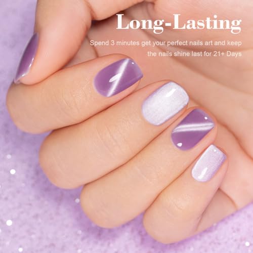 RARJSM Moonlight Mirror Cat Eye Gel Nail Polish Grape Purple Silver White - color: Ceramic Grape Purple