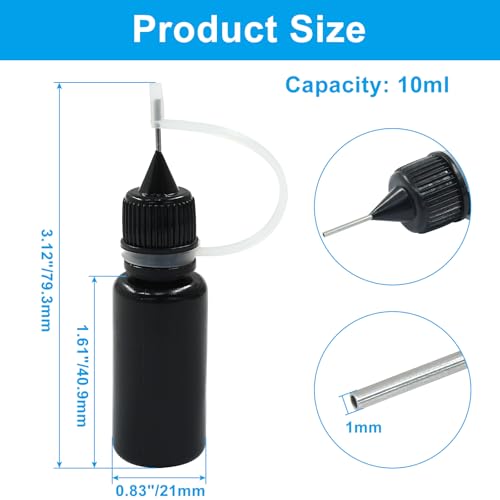 Zorfeter 10ml Black Precision Tip Applicator Bottles, 10 Pcs - size: 10 ml