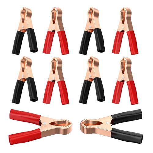 Vibit 10 Pcs Alligator Clips Heavy Duty Copper Spring Loaded Battery Clamps - size: 10 PCS-50A