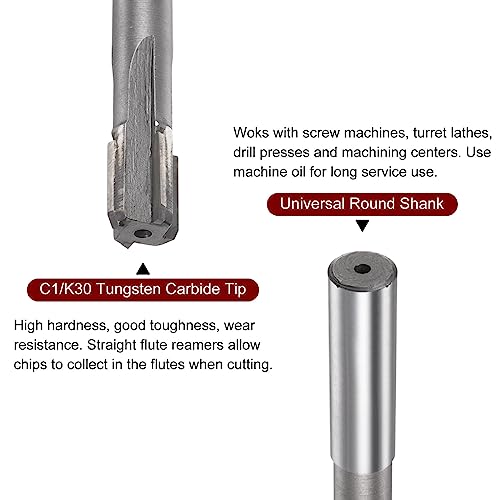 HARFINGTON Chucking Reamer 14.4mm H7 C1/K30 Carbide Tip Precision Straight Flutes Round Shank Lathe Machine Milling Cutter - size: 14.4mm