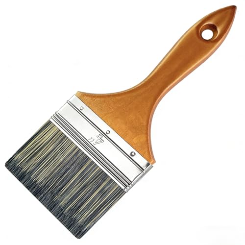 Great Andrew 4" Paint Brush Wood Handle, Large Wide Brush - size: 1 PC, 4 Inch