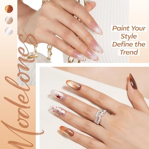 Modelones Cat Eye Magnet for Nails, 3-in-1 Cylindrical & Square Magnets Nail Art Pens,Multi-Function Strong Magnet Nail Art Tool for Cat Eye Design DIY(Magnet Only, No Gel Included) - color: A A Brown Cat Eye Magnet