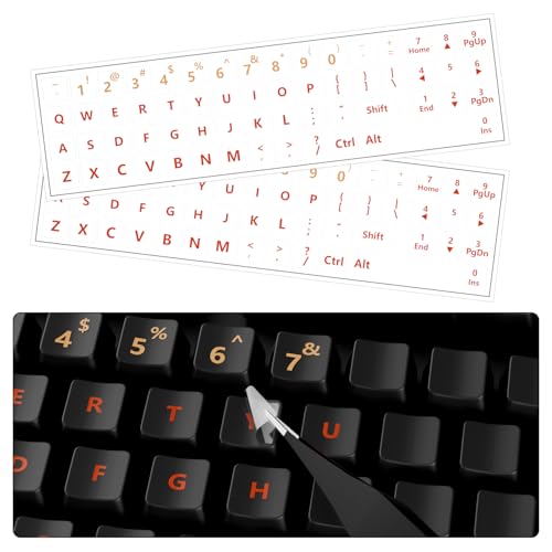 ProElife Gradient Keyboard Letter Stickers with Tweezer, Short, Orange - color: Ombre Orange