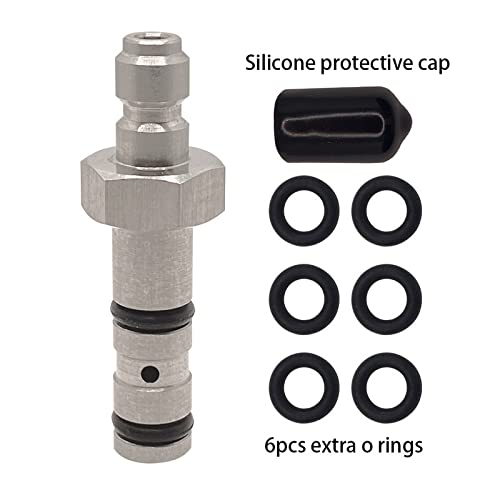 Paintball PCP Quick Filling Charging Probe Replacement Adapter, 9mm OD Air Tool Fitting for Filling Hole with Extra 6 O-Rings