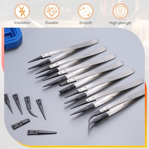 HARFINGTON ESD-2A Tweezers 5.1" Length Precision Anti-Static Pointed Tip - size: 5.1" Length, style: ESD-2A with 7A Model Replacement Tip