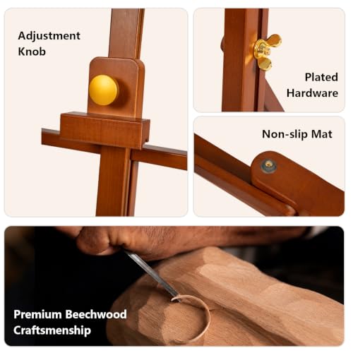 DJAR Medium Tabletop Painting Easel, Assembly-Free, Solid Beechwood, Walnut - style: Walnut