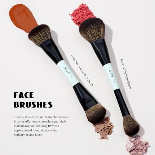 Jessup Makeup Brush Set 6pcs Double Sided Makeup Brushes for Face Eye T501 - style: T501-6pcs