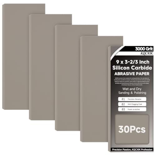 Premium 30-Sheet 3000 Grit Wet Dry Sandpaper, 9 x 3-2/3 Inch - color: 3000Grit, size: 9x3.6inch