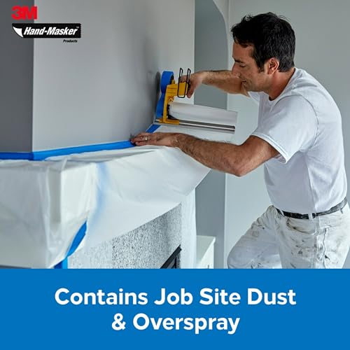 3M Hand-Masker Contractor's Plastic Film, 108" in x 90' Feet, Unfolds to Full Width, Contains Job Site Dust & Overspray, For Painting, Drywall Texturing, Wall Finishing & Floor Standing, 1 Roll (CP9)