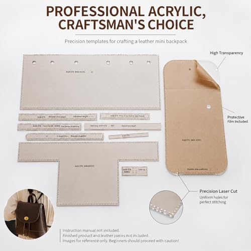 RIVEENY Backpack Acrylic Template,Leather Pattern Acrylic Leather Templates for Women’s Work Backpack Purse Waterproof Anti-Theft Travel Back Pack (AAB-576)