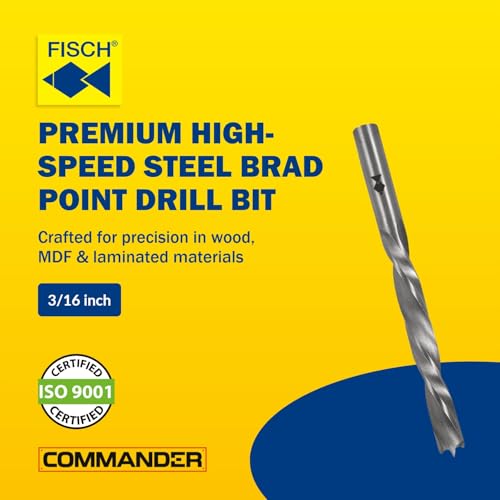 HSS Double Flute Brad Point Ground Wood Drill Bit for Woodworking, 3/16" - size: 3/16-Inch