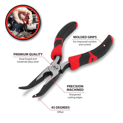 Performance Tool W30732 6 in. Curved Long Nose Pliers - size: 6" Curved Long Nose Pliers