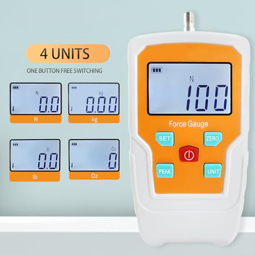Digital Force Gauge Push and Pull Meter Dynamometer Tension Pressure Tester Thrust Meter Compression Load Plug Force Destructive Tests 100N/10kg/22lbf/360Oz - size: 22LB 100N