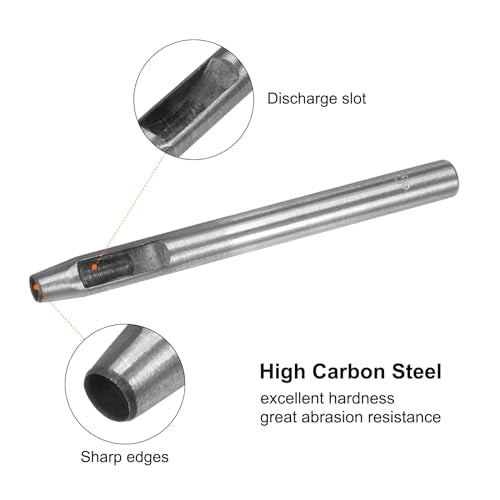 HARFINGTON Hollow Punch for Leather 5.5mm Round Hole Punch Tool for Belt Puncher Carbon Steel Single Punch for Watch Belts Cut Leather Craft Rubber Paper Fabric Plastic Soft Material - size: 5.5mm