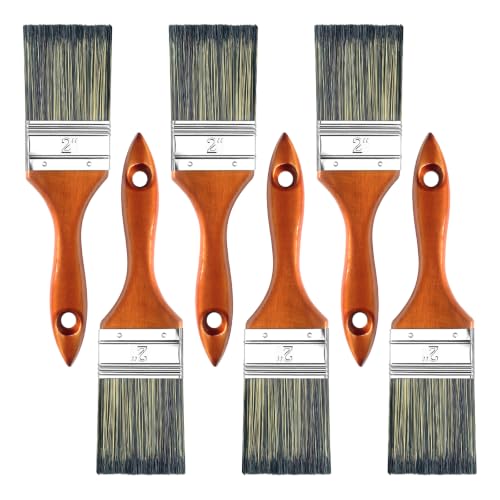 Great Andrew Paint Brushes 2 Inch, Wood Handle, 6 Pack - size: 6 PCS, 2-Inch