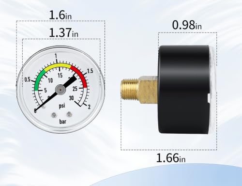 Replacement for intex 11224 SF60110-2 ECO20110 SF70110-2 SF80110-2 CS15230 Pressure Gauge for 14 & 16 Inch Sand Filter Pump