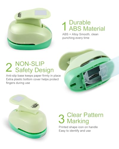UCEC 3 Pack Square Craft Hole Punch 2, 1.5 and 1 Inch Square Paper Punch - size: 1 in, 1.5 in, 2 in Set