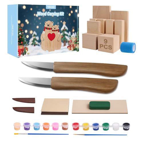 Wood Carving Kit for Beginners with Basswood Blocks & Whittling Knife - color: Brown-2