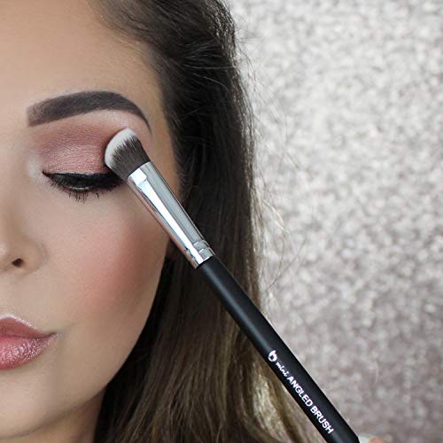 Angled Eyeshadow Blending Makeup Brush – Small Mini Angle Kabuki, Synthetic Eye Shadow Blender Brushes for Eyelid, Brow Bone, Crease, Cheek Highlighter, Setting Liquid Cream Mineral Powder Cosmetics