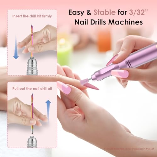 26pcs Nail Drill Bits Set, 3/32inch Professional Ceramic Diamond Safety Bits for Nail Drill, Cuticle Efile Nail Drill Bits, Remover Bits for Acrylic Gel Nail Tech Manicure Pedicure, Home Salon - color: Mixed-26PCS