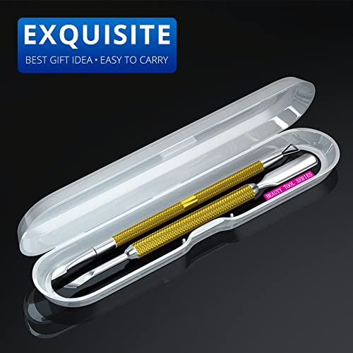 2PCS Mineral Gold Cuticle Pusher Tool and Scraper Nail Pusher - color: Mineral Gold