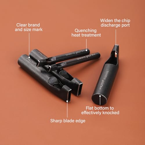 WUTA Rectangle Leather Hole Punch, High Carbon Steel Punching Tool, Hollow Punch Cutter for Leather Belt & DIY Crafting (4 * 12mm, 1PC) - size: 4*12mm