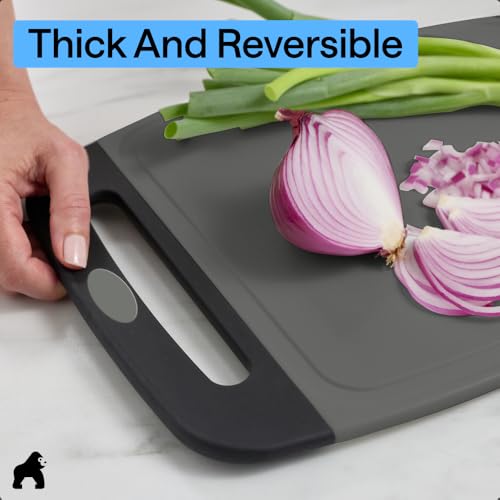 GORILLA GRIP Cutting Board Set of 3, Slip Resistant & Nonporous, Gray Black - color: Gray/Black