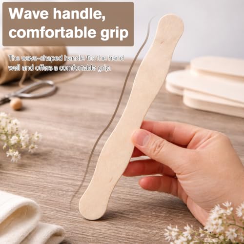 50 Pack 20cm Wavy Craft Sticks, Large Wooden Popsicle Sticks, Fan Handles for DIY Crafts, Wedding Programs and Paint Mixing