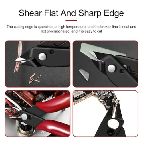 Micro Flush Cutters, 5-Inch Precision Side Cutters - High Carbon Steel, Spring-Loaded & Non-Slip Handle for Electronics, Wiring, Sprue, Zip Ties(Green) - color: Green