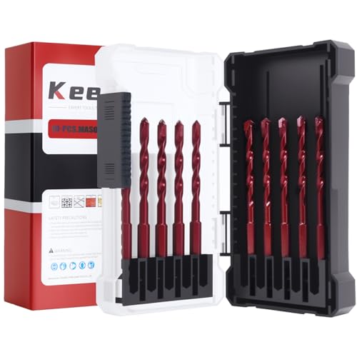 10-Pack 3/16" Hex Shank Carbide Masonry Drill Bit Set with Case - size: 3/16" (10-Pack, Flat)