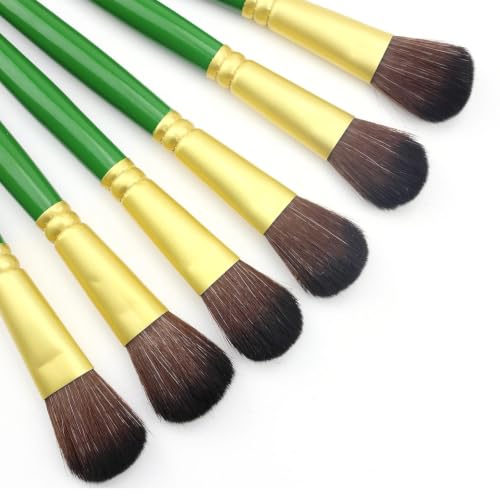 GACDR Oval Mop Brush Set, 6PCS Acrylic & Watercolor Blending Brushes - size: 6pcs-Green
