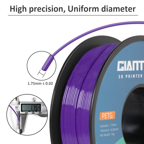 GIANTARM PETG Filament 1.75mm for 3D Printer, 1KG, Purple - color: Purple