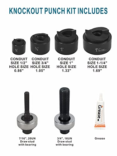 AMZCNC Manual Knockout Punch Kit 1/2 to 1-1/4 Inch Conduit Sizes - style: (Conduit Hole Size) 1/2"~1-1/4" Knockout Punch kit