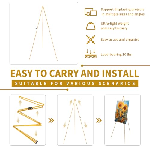 MXG 7-66" Adjustable Yellow Easel Stand for Sign,Painting & display - color: Yellow