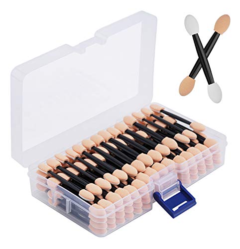 Cuttte 120PCS Disposable Eye Shadow Applicators Sponge with Container - color: Black