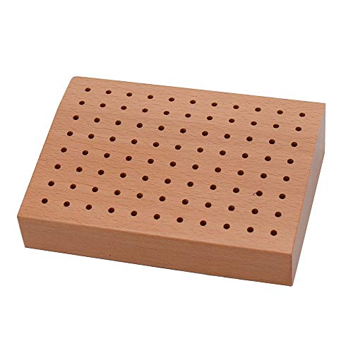 Wooden Bur Stand Holder, Rotary tool bit holder Organizer, Tools Storage Handy Block With 88 Holes, 5-4/5 by 4 Inches