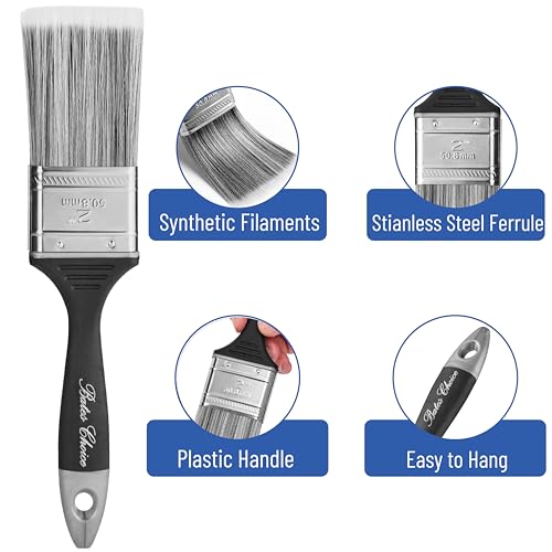 Bates- Paint Brushes, 5 Pack, Flat and Angle Paint Brushes for Walls and Trim, Synthetic Bristles