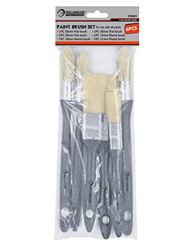 ROLLINGDOG Trim Paint Brush Pointed Round Edge Paint Brush Flat Paintbrush - color: 6pcs