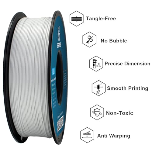 Geeetech White PLA 3D Printer Filament 1.75mm, 1kg Spool (2.2lbs) - color: 1kg Pla White