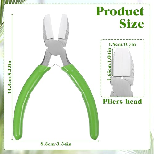 Flat Nose Pliers for Jewelry Making Nylon Jaw Pliers for Jewelry Making Lat Nose Soft Jaw Plier Spring Loaded Soft Noses Plier Wire Straightener Wire Wrapping Tool for Chain Makings, 5-Inch Green