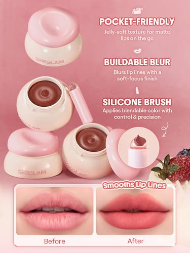 SHEGLAM Bounce Putty Pocket Lip Pot velvet Matte Lip Gloss Soft High Pigment Color Lip Stain with Brush-Pomelo Plump - color: Pomelo Plump