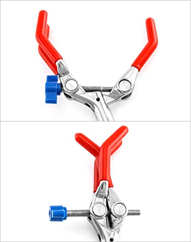 QWORK Adjustable Lab Clamp with 3 Prong Finger Design and Scientific Extension - Reliable Bosshead Clamp Holder, Laboratory Stand Clip, 2 Set - size: 2 Set