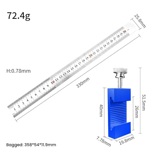 1 PCS Blue Aluminum Alloy Carpenter's Ruler Stoppers - Steel Ruler - color: Blue, size: 30cm