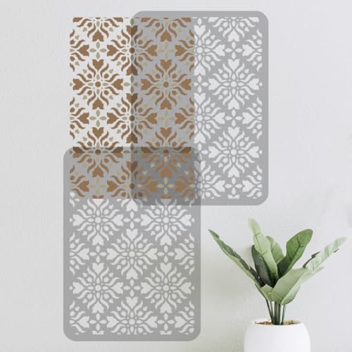 Square Damask Floral DIY Painting Stencils for Wall Home Decor - style: Damask A